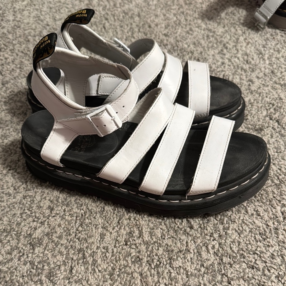 White Dr. Marten sandals lightly worn